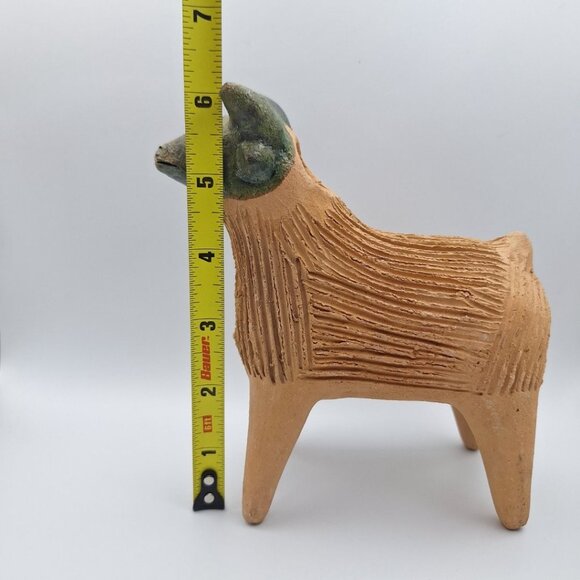 Sheep Ram Chia Grow Pet Set 6 Inch Handmade Vintage Home Garden Clay Animal Farm - Picture 5 of 7